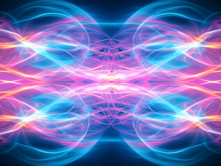 Poster - Dynamic light patterns abstract digital art vibrant colors futuristic design symmetrical composition