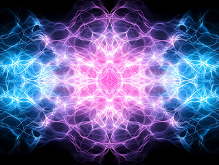 Poster - Dynamic light patterns abstract art digital artwork colorful environment symmetrical viewpoint energy concept