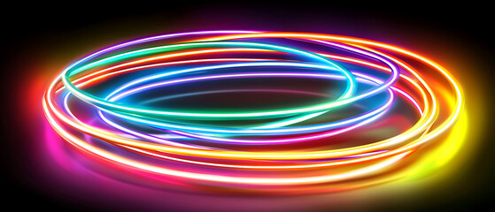 Poster - Dynamic light trails abstract art digital design dark environment close-up view energy concept