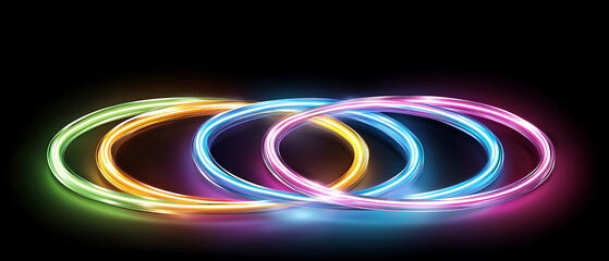 Poster - Illuminating light trails in vibrant colors abstract digital art dark background modern aesthetic