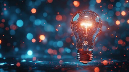 Poster - Innovative Light Bulb with Glowing Effects for Creative Thinking
