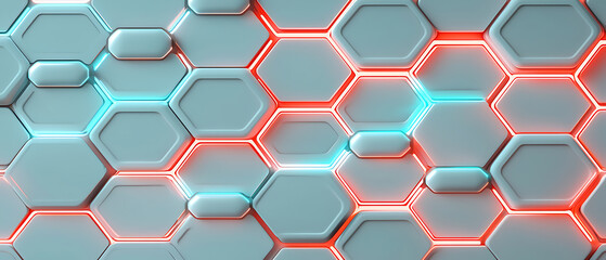 Poster - Dynamic hexagonal patterns abstract digital art modern design virtual environment close-up view technology concept