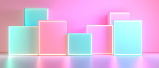 Poster - Artistic neon display studio digital artwork modern environment abstract viewpoint vibrant concept for creative design
