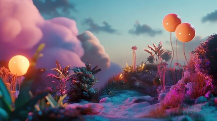 Wall Mural - surreal landscape: vibrant colors and dreamlike scene
