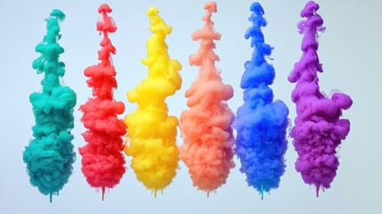 Poster - Vibrant color plumes rising against a soft backdrop, showcasing artistic fluid dynamics in motion