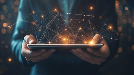 Poster - Futuristic Manager with Digital Connections and AI Technology