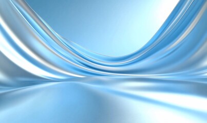 Poster - Abstract background with blue and silver waves for modern presentation template