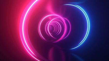 Fototapete - Vibrant neon tunnel with swirling lights, creating a mesmerizing visual effect