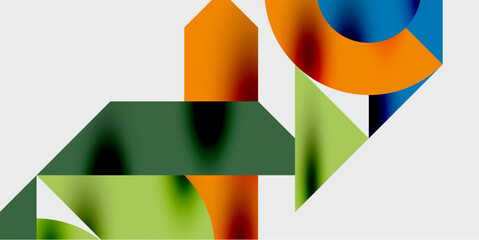 Poster - Modern abstract background featuring circles, lines, and triangles in a dynamic geometric composition. Perfect for stylish, tech, or creative-themed designs