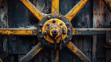 Wall Mural - rustic wooden wheel: vintage carriage detail
