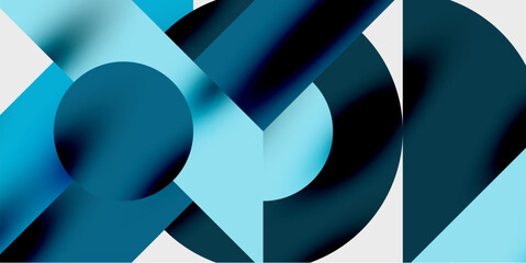 Poster - Modern abstract background featuring circles, lines, and triangles in a dynamic geometric composition. Perfect for stylish, tech, or creative-themed designs