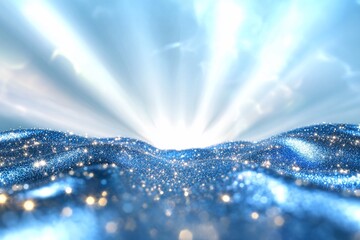 Poster - Sparkling blue waves shimmer against a sky, used for presentation backgrounds