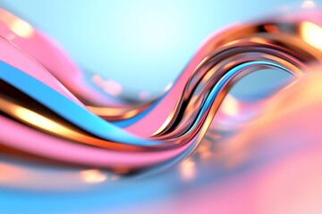 Poster - Abstract flowing ribbon with light reflections for use in digital backdrops