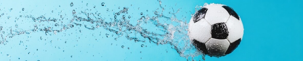 Aufkleber - Hyper-Kinetic Sports Innovation Dynamic Soccer Ball Breaking Through Liquid Barrier - High-Performance Visual Metaphor for Athletic Breakthrough and Digital Marketing Impact