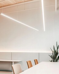 Aufkleber - Minimalist Workspace Illumination Modern Collaborative Design with Biophilic Elements - Elegant Scandinavian-Inspired Professional Learning Environment