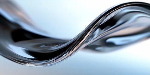 Poster - Abstract chrome wave flowing over soft background, use in graphic design