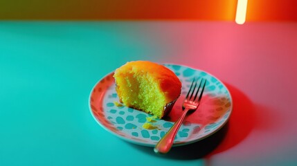 Aufkleber - Vibrant Culinary Pop Art Neon Pickle Cupcake Fusion - Trendsetting Dessert Innovation Blending Nostalgic Flavor with Modern Visual Design