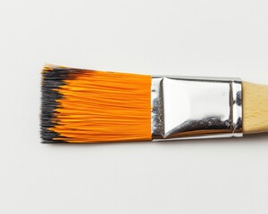 Poster - Vibrant Creative Expression Artisan Paintbrush in Bold Orange and Organic Wood - Minimalist Design Tool for Digital Artists and Creative Professionals