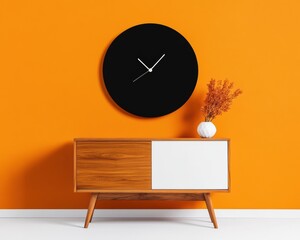 Aufkleber - Mid-Century Modern Minimalist Sideboard Retro Geometric Furniture Design with Bold Color Block Aesthetic for Contemporary Interior Styling and Creative Home Decor