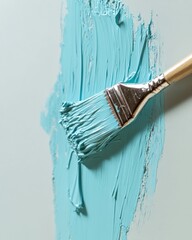 Poster - Expressive Blue Teal Paint Texture Minimalist Creative Process Imagery for Art Supply Marketing, Design Inspiration and Home Renovation Trends