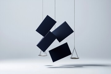 Aufkleber - Gravity-Defying Legal Folders Minimalist Corporate Design Showcasing Dynamic Suspension and Professional Brand Innovation in Modern Workspace Aesthetics