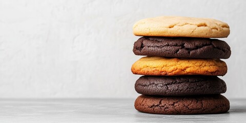 Aufkleber - Artisan Cookie Stacks Minimalist Comfort Food Capturing Handcrafted Bakery Aesthetics and Gourmet Texture Trends in Modern Culinary Content