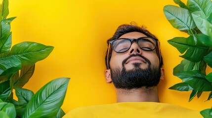 Poster - Mindful Minimalism Vibrant Wellness Portrait of Urban Serenity - Gen Z Neurodiverse Workplace Mental Health and Creative Pause Concept