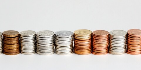 Poster - Minimalist Financial Growth Visualization Metallic Coin Stacks in Gradient Palette - Precision Wealth Strategy and Investment Performance Analytics for Modern Entrepreneurs