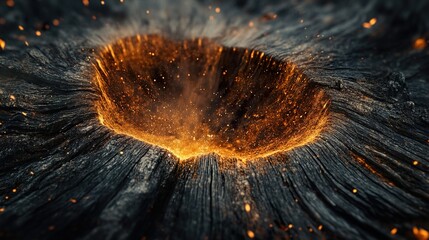 Wall Mural - fiery embers in dark wood: a glowing nature abstract