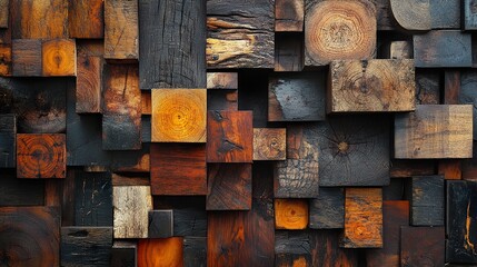 Wall Mural - wooden blocks texture: abstract geometric background