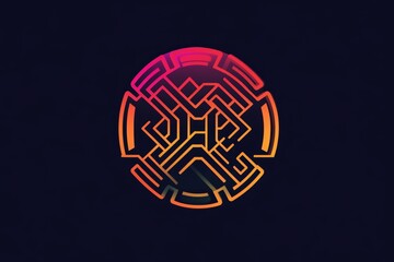 Poster - Vibrant Abstract Circular Maze with Geometric Patterns and Gradient Colors