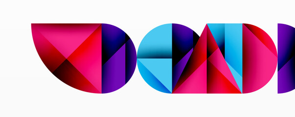 Aufkleber - Abstract geometric background with layered gradient shapes forming dynamic patterns. Overlapping semi circles and triangles create depth and contrast