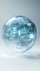 Poster - a captivating digital sphere features intricate data visualization elements, highlighting modern tec
