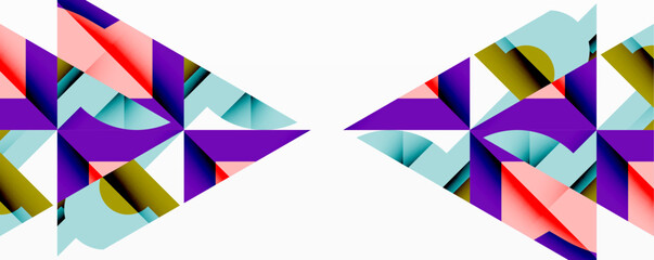 Poster - Abstract geometric composition with interlocking circular and angular shapes, featuring smooth gradients and sharp contrasts on a white background