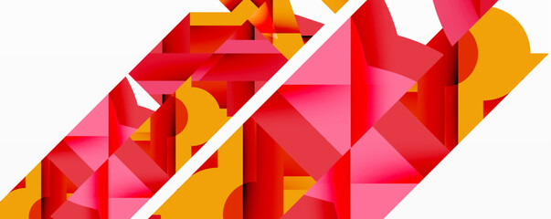 Poster - Abstract geometric composition with interlocking circular and angular shapes, featuring smooth gradients and sharp contrasts on a white background