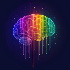 Poster - this vibrant abstract brain design features colorful lines and dots, symbolizing creativity and inte