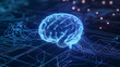 © artzone - Glowing Blue Artificial Intelligence Brain Over Digital Circuit Board Representing Technology And Futuristic Concepts