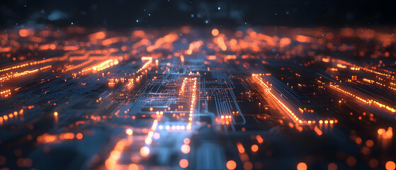 Poster - Glowing Circuit Board, Tech Background