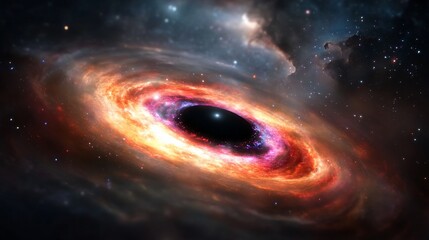 Wall Mural - black hole sucking matter from a nebula into it. abstract use