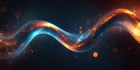 Poster - A long, curvy line of bright blue and orange sparks