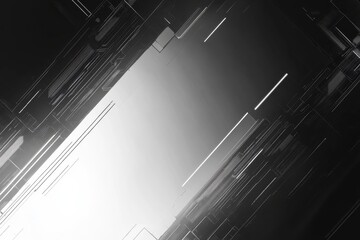 Poster - A black and white photo of a cityscape with a white line dividing the foreground
