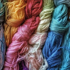Wall Mural - colorful yarn and thread texture background