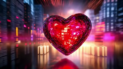 Poster - Vibrant heart shape movement background creates a mesmerizing visual display of love and emotion, heart shape movement background