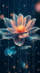 Poster - ethereal flower with glowing petals against dark background