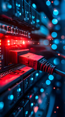 Poster - Server room cable connection, data transfer