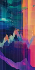 Poster - vibrant technological abstract art with dynamic data visualization patterns