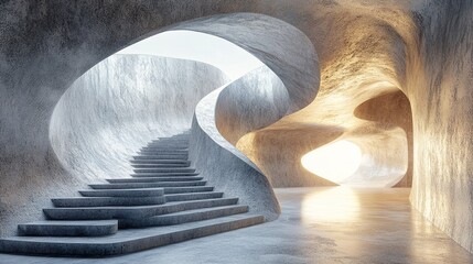 Wall Mural - abstract concrete architecture: a modern staircase design