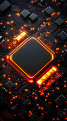 Poster - Glowing CPU on circuit board