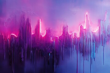 Poster - A vibrant abstract cityscape artwork featuring neon lights and textured paint drips. Perfect for modern spaces seeking a trendy and artistic touch.
