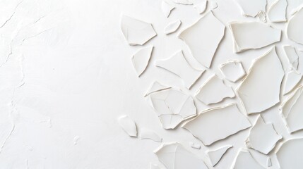 Poster - Shattered Ice Fragments on a White Background with Textured Frozen Elements and Artistic Appeal